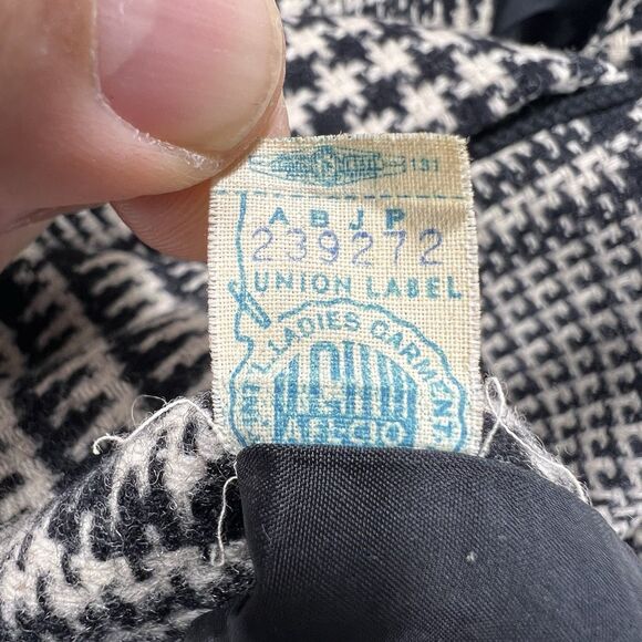 VTG Macy’s Little Shops Houndstooth Cropped Blazer Jacket Wool Tweed 60s Mod USA - Picture 11 of 11